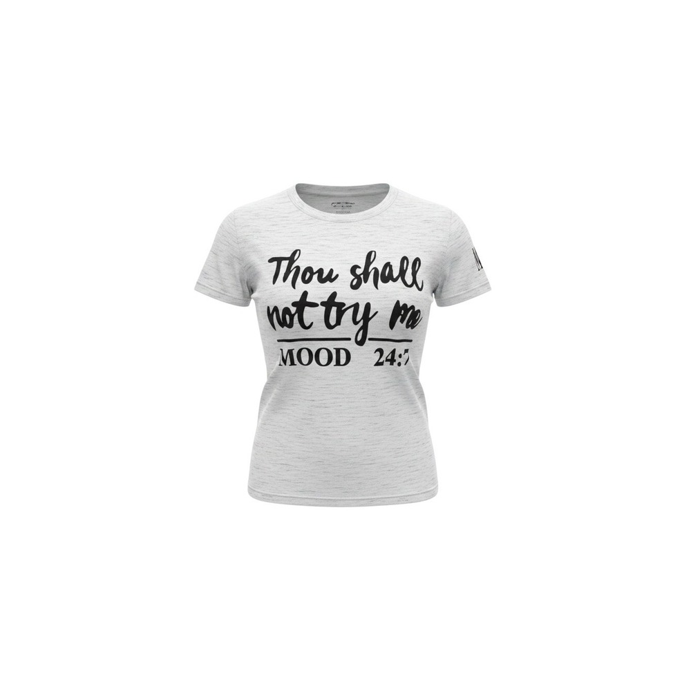 On Fire Graphic Tee Women M Gray NWT Thou Shall Not Try Me Mood 24:7 Tee